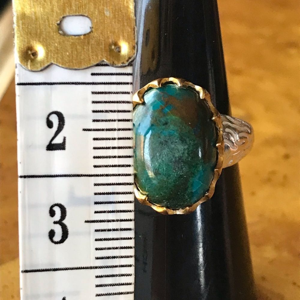 Natural Shadowkite Sterling Silver Crown Ring Size 7 - Picture 6 of 8